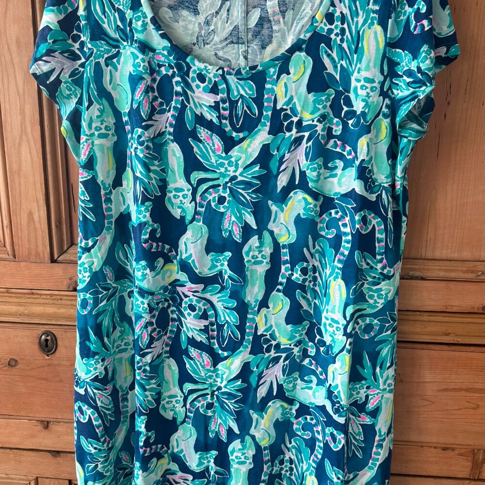 Lily Pulitzer XL Multi-Blue Shirt Dress XL Excellent condition!